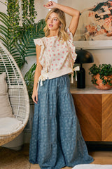 Blooming Tiered Denim Palazzo Pants
