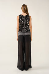Full Sequin Faux Fur Trim Top