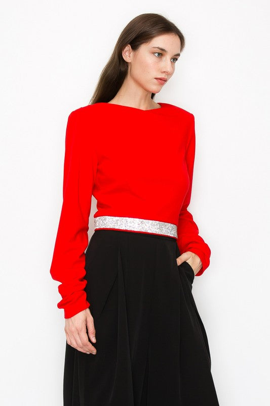 Long Sleeve Waistband Detail Top (3 Color Ways)