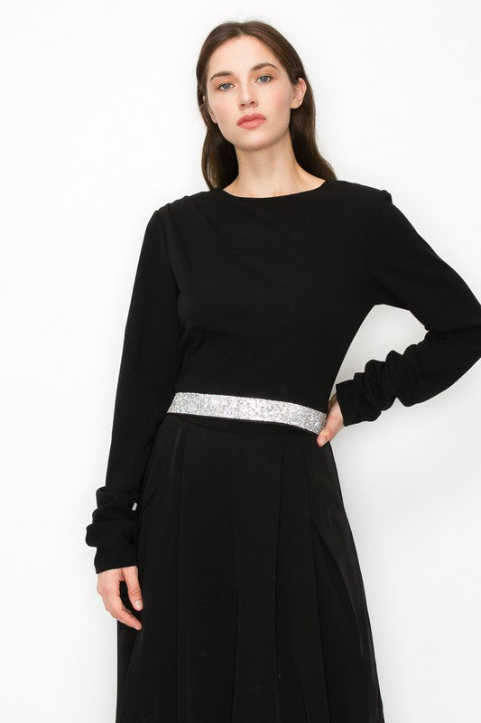 Long Sleeve Waistband Detail Top (3 Color Ways)