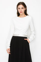 Long Sleeve Waistband Detail Top (3 Color Ways)