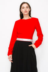 Long Sleeve Waistband Detail Top (3 Color Ways)