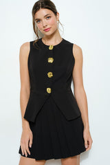 Structured Sleeveless Peplum Vest (2 Color Ways)