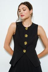 Structured Sleeveless Peplum Vest (2 Color Ways)