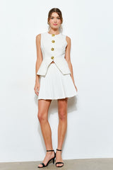 Structured Sleeveless Peplum Vest (2 Color Ways)
