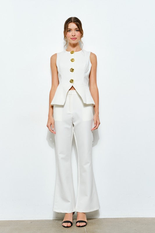 Structured Sleeveless Peplum Vest (2 Color Ways)