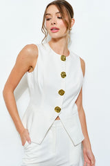 Structured Sleeveless Peplum Vest (2 Color Ways)