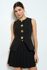 Structured Sleeveless Peplum Vest (2 Color Ways)