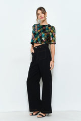 Multicolor Diamond Pattern Sequin Top (2 Color Ways)