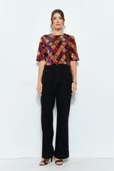 Multicolor Diamond Pattern Sequin Top (2 Color Ways)