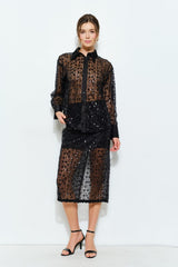 Slate Blue Sheer Blouse (2 Color Ways)