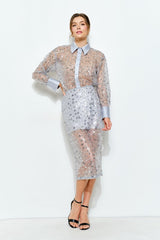 Slate Blue Sheer Blouse (2 Color Ways)