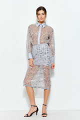 Slate Blue Sheer Blouse (2 Color Ways)