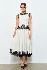 Lace Contrast Trim Sleeveless Blouse
