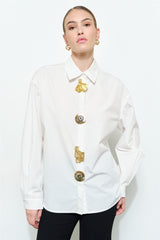 Statement Button Oversized Shirt (3 Color Ways)