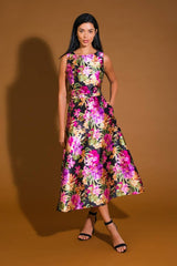 Printed Woven Midi Dress