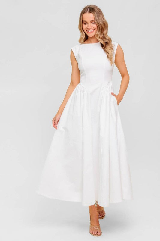 White Denim Midi Dress
