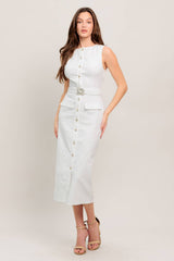 Timeless Grace Belted Midi Dress