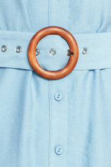 Soft Blue Belted Shirt Dress