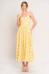 Linen Blend Dress with Smocked Back