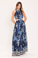 Midnight Palms Cutout Maxi Dress