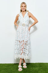 Luxe Aura Lace Halter Midi Dress