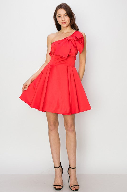 Big Bow One Shoulder Dress