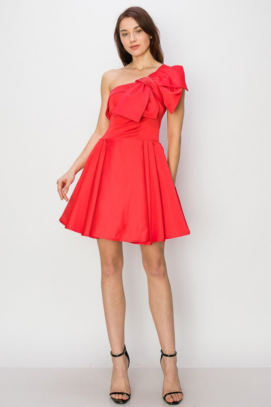 Big Bow One Shoulder Dress