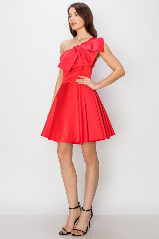 Big Bow One Shoulder Dress