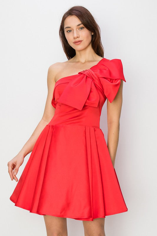 Big Bow One Shoulder Dress