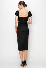 Satin Corset Midi Dress (Black, Burgundy)