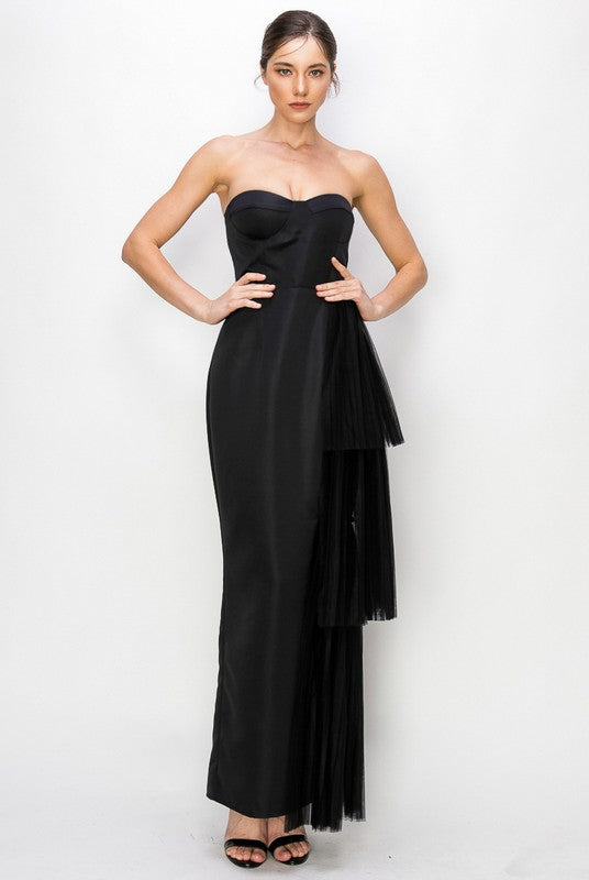 Satin Pleated Maxi Dress