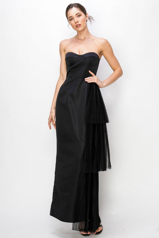 Satin Pleated Maxi Dress