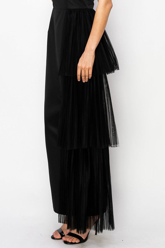 Satin Pleated Maxi Dress