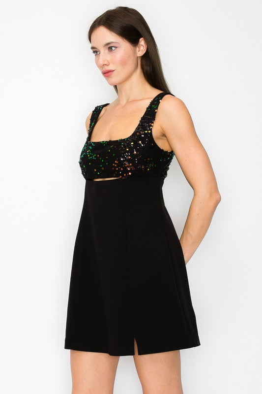 Embroidered Yoke Mini Dress