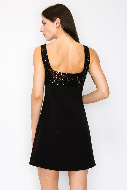 Embroidered Yoke Mini Dress