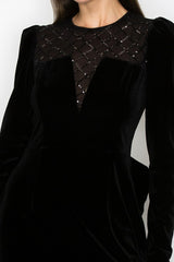 Big Bow Detailed Velvet Dress