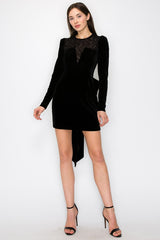 Big Bow Detailed Velvet Dress