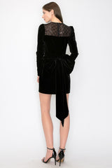 Big Bow Detailed Velvet Dress