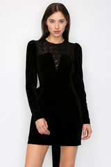 Big Bow Detailed Velvet Dress