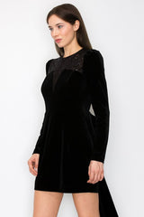 Big Bow Detailed Velvet Dress
