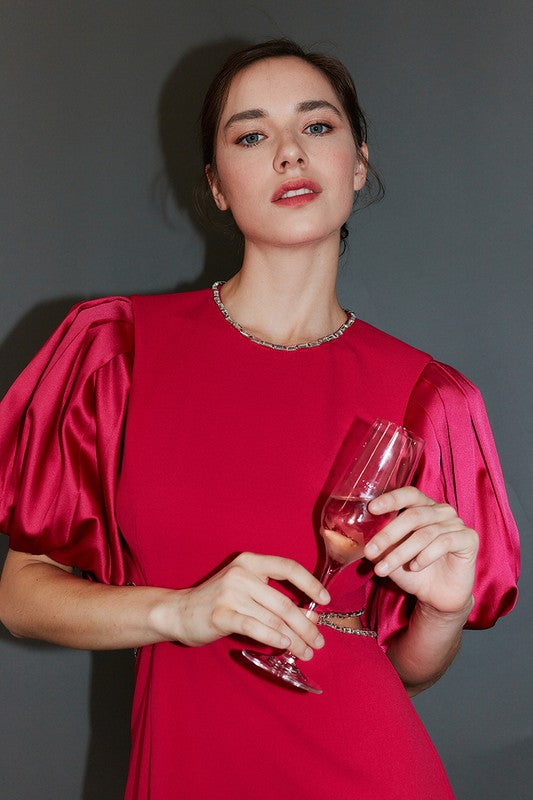 Rhinestone Cutout Maxi Dress