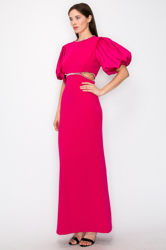 Rhinestone Cutout Maxi Dress