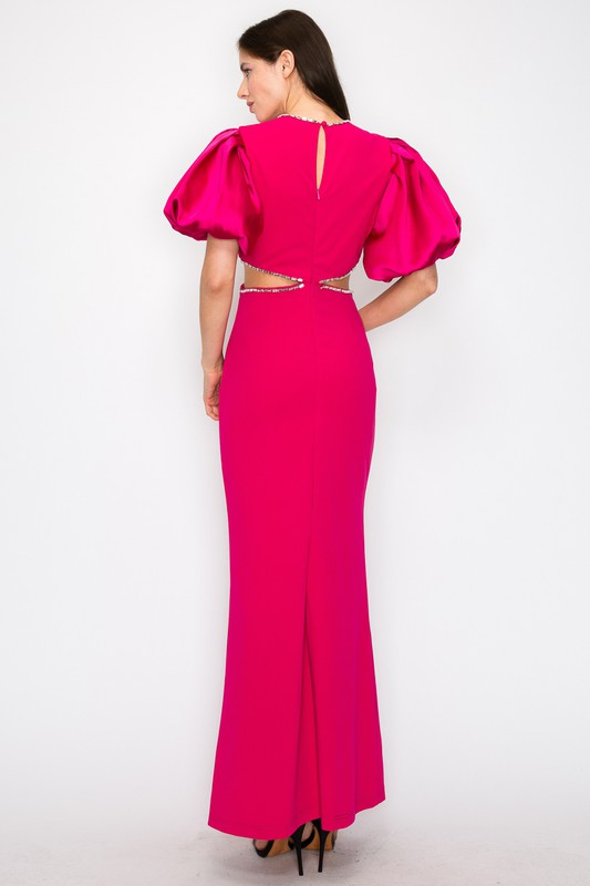 Rhinestone Cutout Maxi Dress