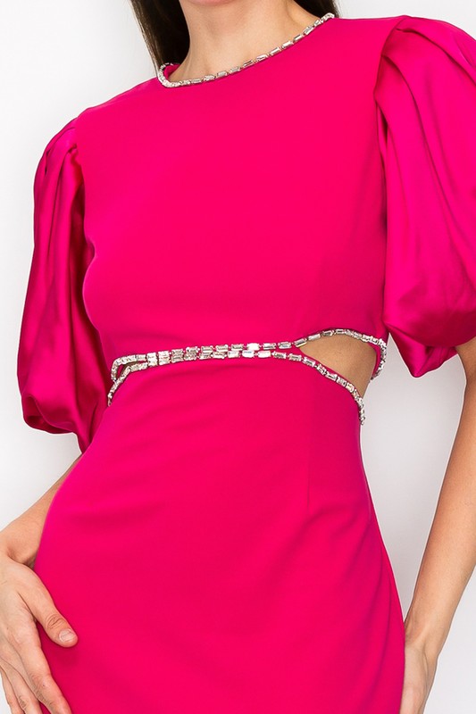 Rhinestone Cutout Maxi Dress