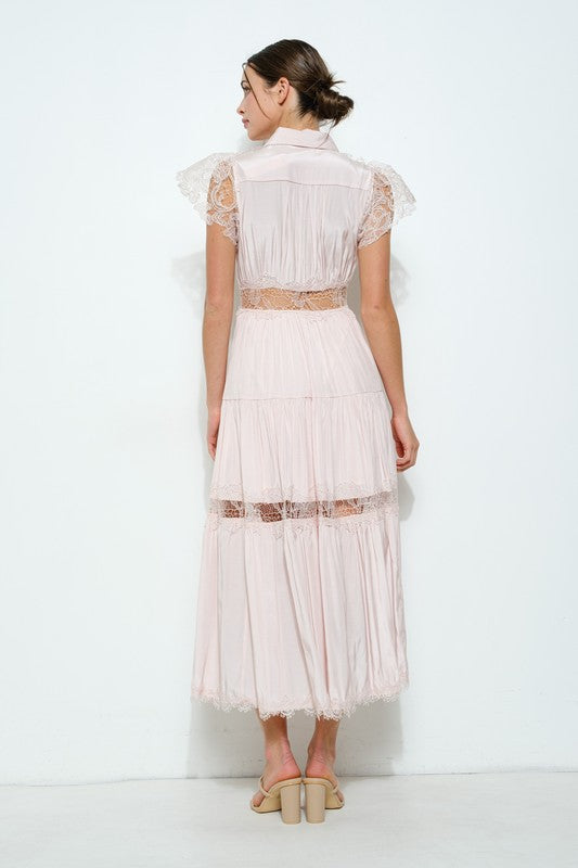 Lace Panel Tiered Maxi Dress (2 Color Ways)