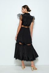 Lace Panel Tiered Maxi Dress (2 Color Ways)