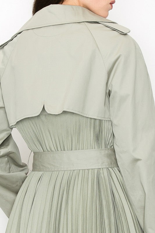 Belted Trench Coat With Pleated Back