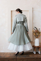 Belted Trench Coat With Pleated Back