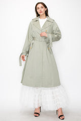 Belted Trench Coat With Pleated Back
